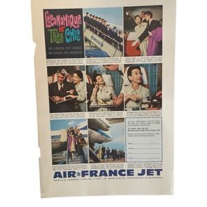 Vintage 1961 Air France Jet Leconomiqie Ad Advertisement